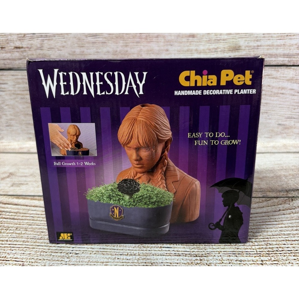NECA Chia Pet Wednesday Addams Decorative Pottery Planter NEW In Box
